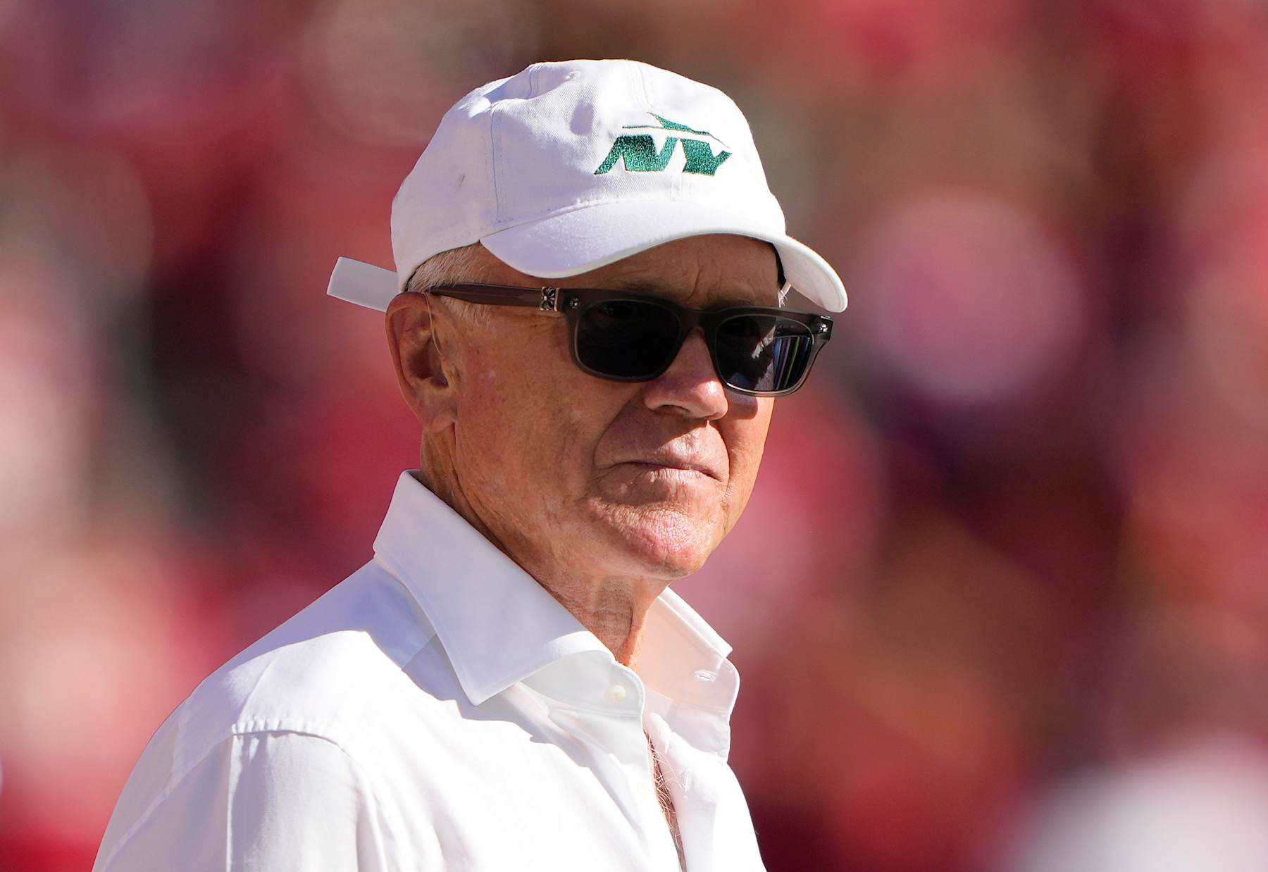 SANTA CLARA, CALIFORNIA - SEPTEMBER 09: Woody Johnson, New York Jets owner, looks on before the game against the San Francisco 49ers at Levi's Stadium on September 09, 2024 in Santa Clara, California. (Photo by Thearon W. Henderson/Getty Images)
