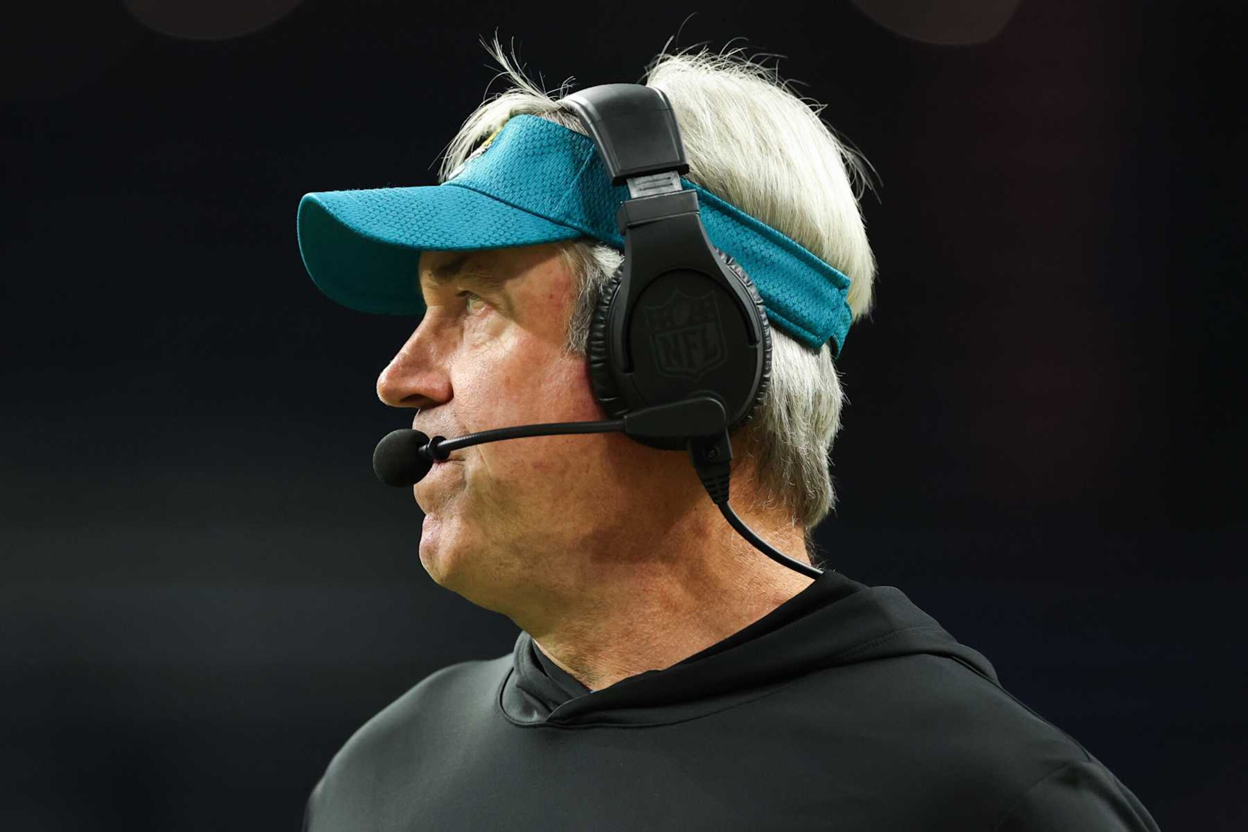 INDIANAPOLIS, INDIANA - JANUARY 05: Head coach Doug Pederson of the Jacksonville Jaguars looks on in the fourth quarter against the Indianapolis Colts at Lucas Oil Stadium on January 05, 2025 in Indianapolis, Indiana. (Photo by Andy Lyons/Getty Images)