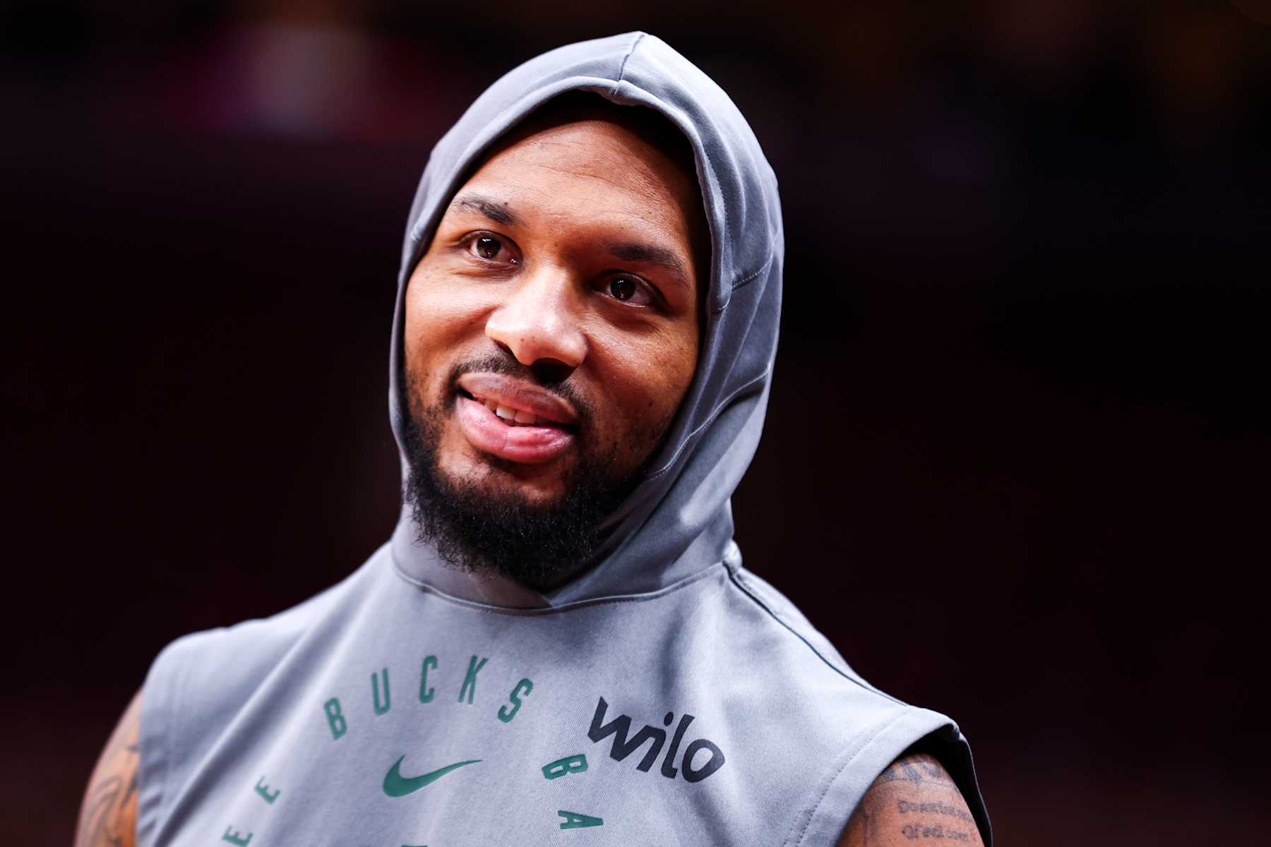TORONTO, CANADA - JANUARY 6: Damian Lillard #0 of the Milwaukee Bucks smiles before the game against the Toronto Raptors on January 6, 2025 at the Scotiabank Arena in Toronto, Ontario, Canada.  NOTE TO USER: User expressly acknowledges and agrees that, by downloading and or using this Photograph, user is consenting to the terms and conditions of the Getty Images License Agreement.  Mandatory Copyright Notice: Copyright 2025 NBAE (Photo by Vaughn Ridley/NBAE via Getty Images)