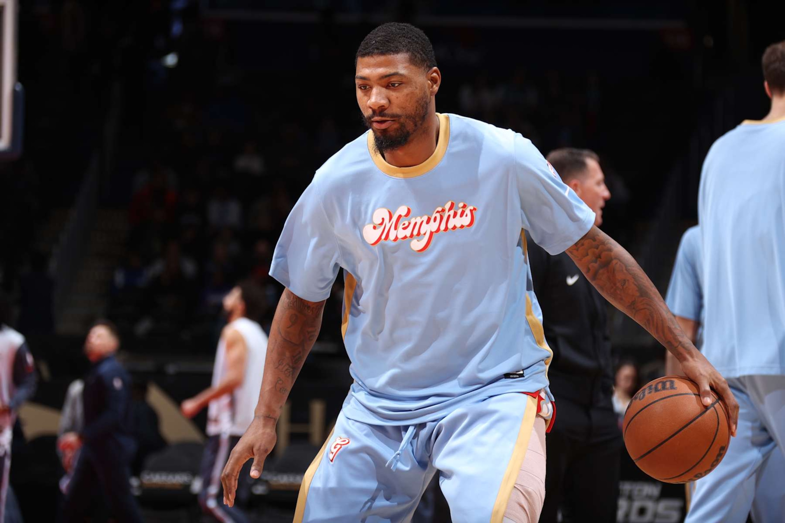 WASHINGTON, DC - DECEMBER 8: Marcus Smart #36 of the Memphis Grizzlies warms up before the game against the Washington Wizards on December 8, 2024 at Capital One Arena in Washington, DC. NOTE TO USER: User expressly acknowledges and agrees that, by downloading and or using this Photograph, user is consenting to the terms and conditions of the Getty Images License Agreement. Mandatory Copyright Notice: Copyright 2024 NBAE (Photo by Stephen Gosling/NBAE via Getty Images) WASHINGTON, DC - DECEMBER 8: Marcus Smart #36 of the Memphis Grizzlies warms up before the game against the Washington Wizards on December 8, 2024 at Capital One Arena in Washington, DC. NOTE TO USER: User expressly acknowledges and agrees that, by downloading and or using this Photograph, user is consenting to the terms and conditions of the Getty Images License Agreement. Mandatory Copyright Notice: Copyright 2024 NBAE (Photo by Stephen Gosling/NBAE via Getty Images)