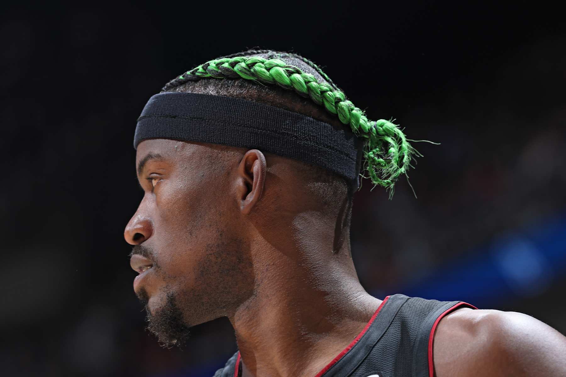 MIAMI, FL - JANUARY 02: Jimmy Butler #22 of the Miami Heat looks on during the game against the Indiana Pacers on January 02, 2024 at Kaseya Center in Miami, Florida. NOTE TO USER: User expressly acknowledges and agrees that, by downloading and or using this Photograph, user is consenting to the terms and conditions of the Getty Images License Agreement. Mandatory Copyright Notice: Copyright 2024 NBAE (Photo by Jeff Haynes/NBAE via Getty Images)