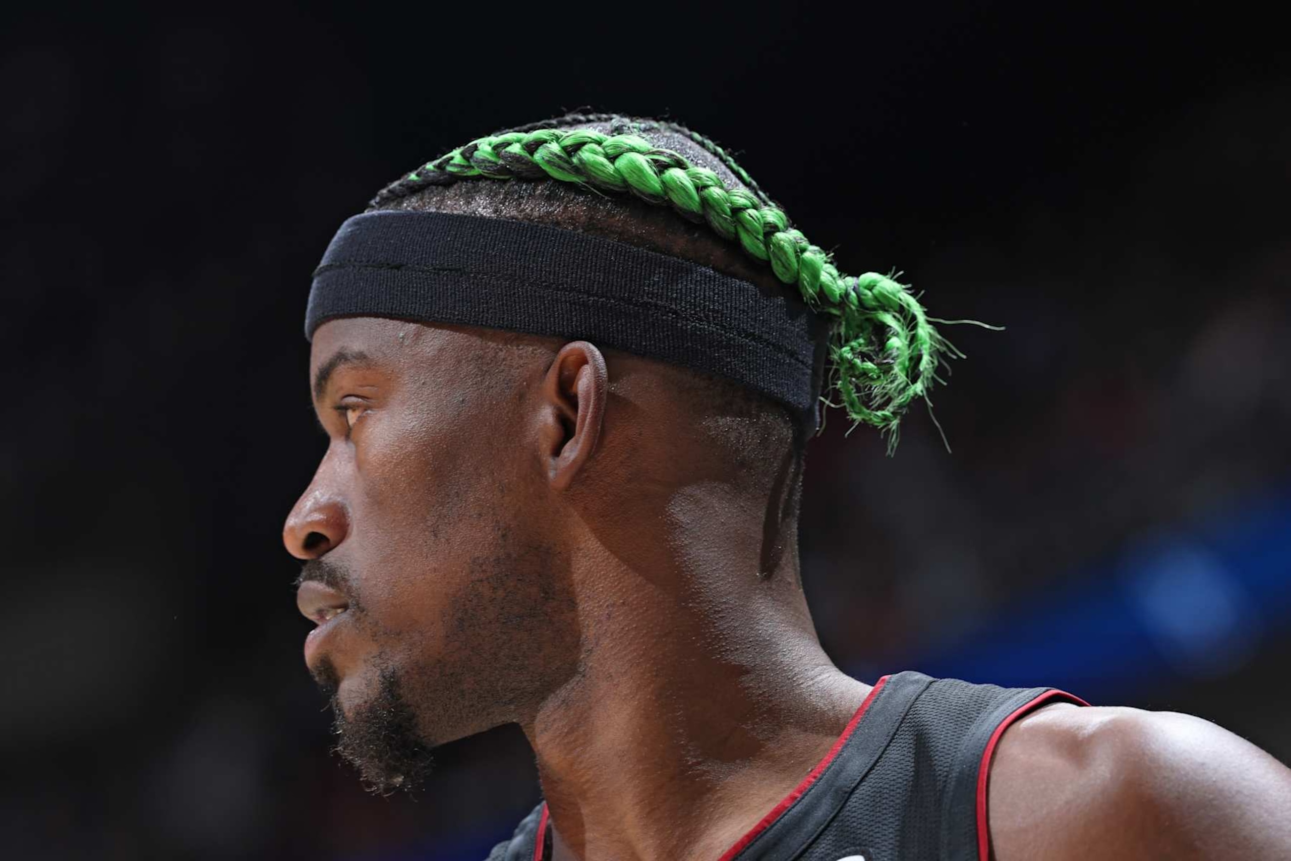 MIAMI, FL - JANUARY 02: Jimmy Butler #22 of the Miami Heat looks on during the game against the Indiana Pacers on January 02, 2024 at Kaseya Center in Miami, Florida. NOTE TO USER: User expressly acknowledges and agrees that, by downloading and or using this Photograph, user is consenting to the terms and conditions of the Getty Images License Agreement. Mandatory Copyright Notice: Copyright 2024 NBAE (Photo by Jeff Haynes/NBAE via Getty Images) MIAMI, FL - JANUARY 02: Jimmy Butler #22 of the Miami Heat looks on during the game against the Indiana Pacers on January 02, 2024 at Kaseya Center in Miami, Florida. NOTE TO USER: User expressly acknowledges and agrees that, by downloading and or using this Photograph, user is consenting to the terms and conditions of the Getty Images License Agreement. Mandatory Copyright Notice: Copyright 2024 NBAE (Photo by Jeff Haynes/NBAE via Getty Images)
