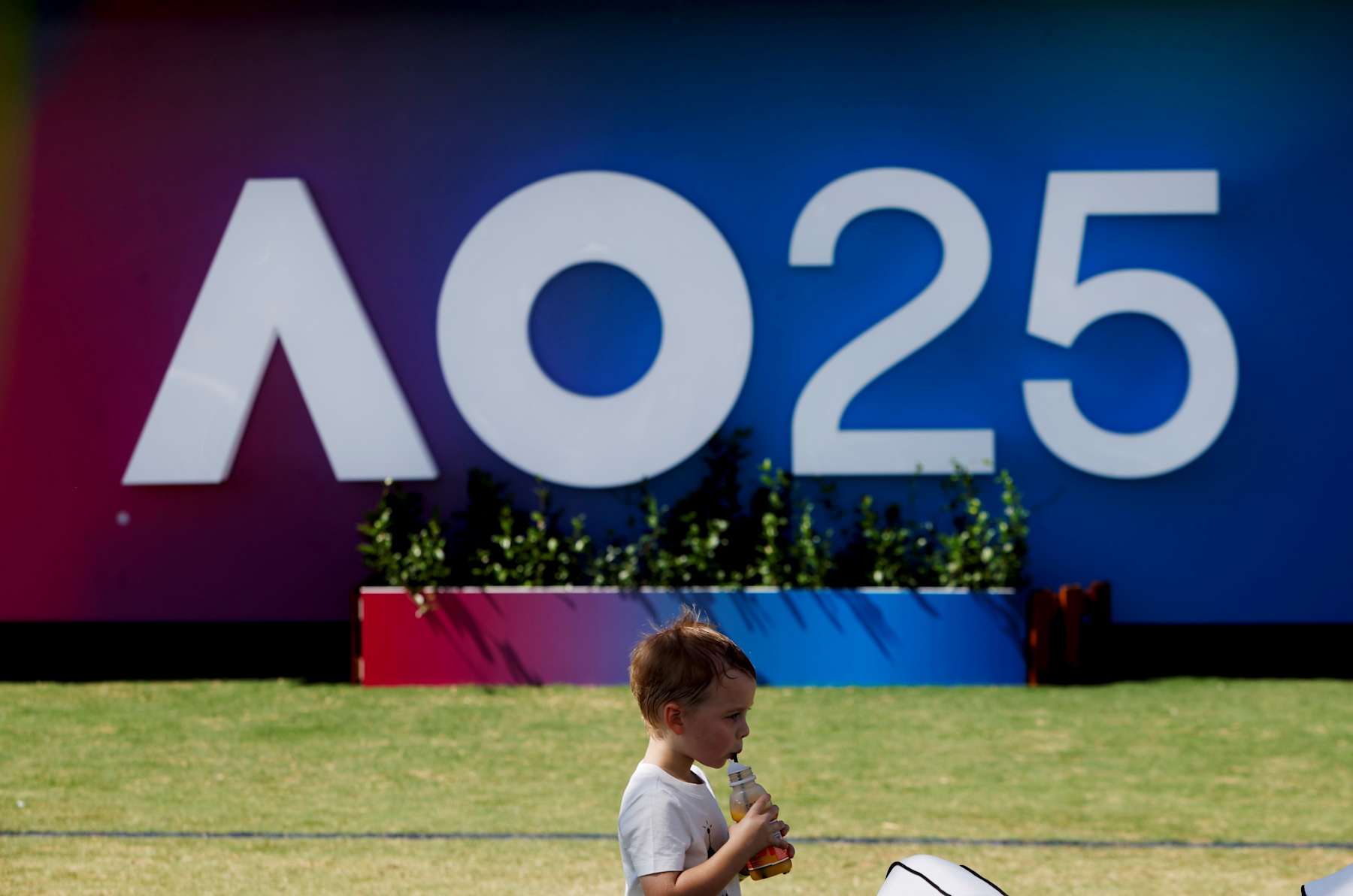 A child is seen at Melbourne Park in Melbourne, Australia, Jan. 11, 2025. The main draw of the 2025 Australian Open runs from Jan. 12 to 26. (Photo by Ma Ping/Xinhua via Getty Images)
