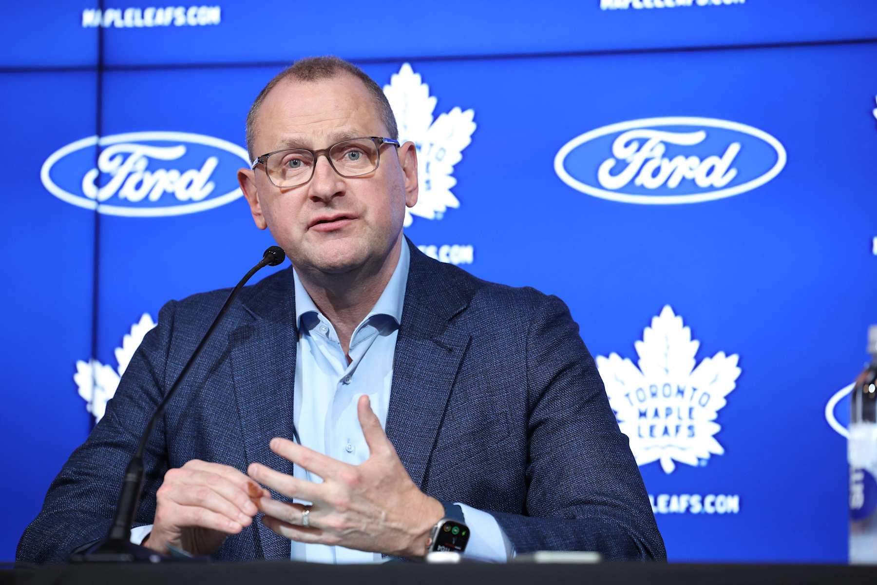 TORONTO. Brad Treliving Leafs GM addresses the media.New Toronto Maple Leafs head coach Craig Berube being introduced. (R.J.Johnston/Toronto Star) R.J. Johnston/Toronto Star (R.J. Johnston/Toronto Star via Getty Images)