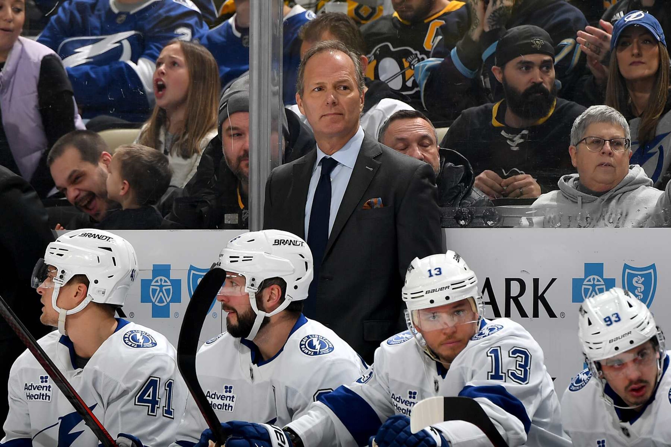 PITTSBURGH, PA - JANUARY 12: Jon Cooper of the Tampa Bay Lightning looks on against the Pittsburgh Penguins at PPG PAINTS Arena on January 12, 2025 in Pittsburgh, Pennsylvania. (Photo by Joe Sargent/NHLI via Getty Images) PITTSBURGH, PA - JANUARY 12: Jon Cooper of the Tampa Bay Lightning looks on against the Pittsburgh Penguins at PPG PAINTS Arena on January 12, 2025 in Pittsburgh, Pennsylvania. (Photo by Joe Sargent/NHLI via Getty Images)