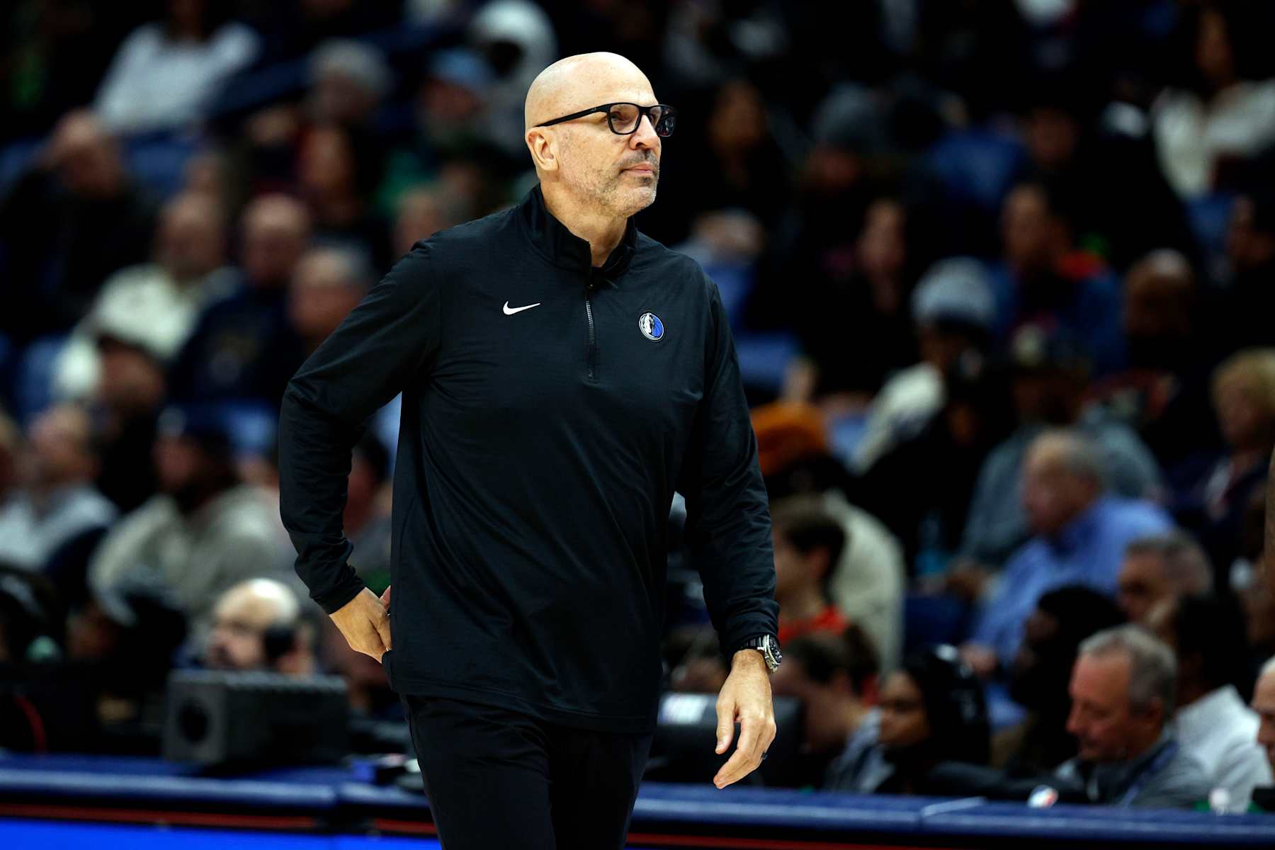 NEW ORLEANS, LOUISIANA - JANUARY 15: Dallas Mavericks head coach Jason Kidd looks on during the first quareter of an NBA game against the New Orleans Pelicans at Smoothie King Center on January 15, 2025 in New Orleans, Louisiana. NOTE TO USER: User expressly acknowledges and agrees that, by downloading and or using this photograph, User is consenting to the terms and conditions of the Getty Images License Agreement. (Photo by Sean Gardner/Getty Images)