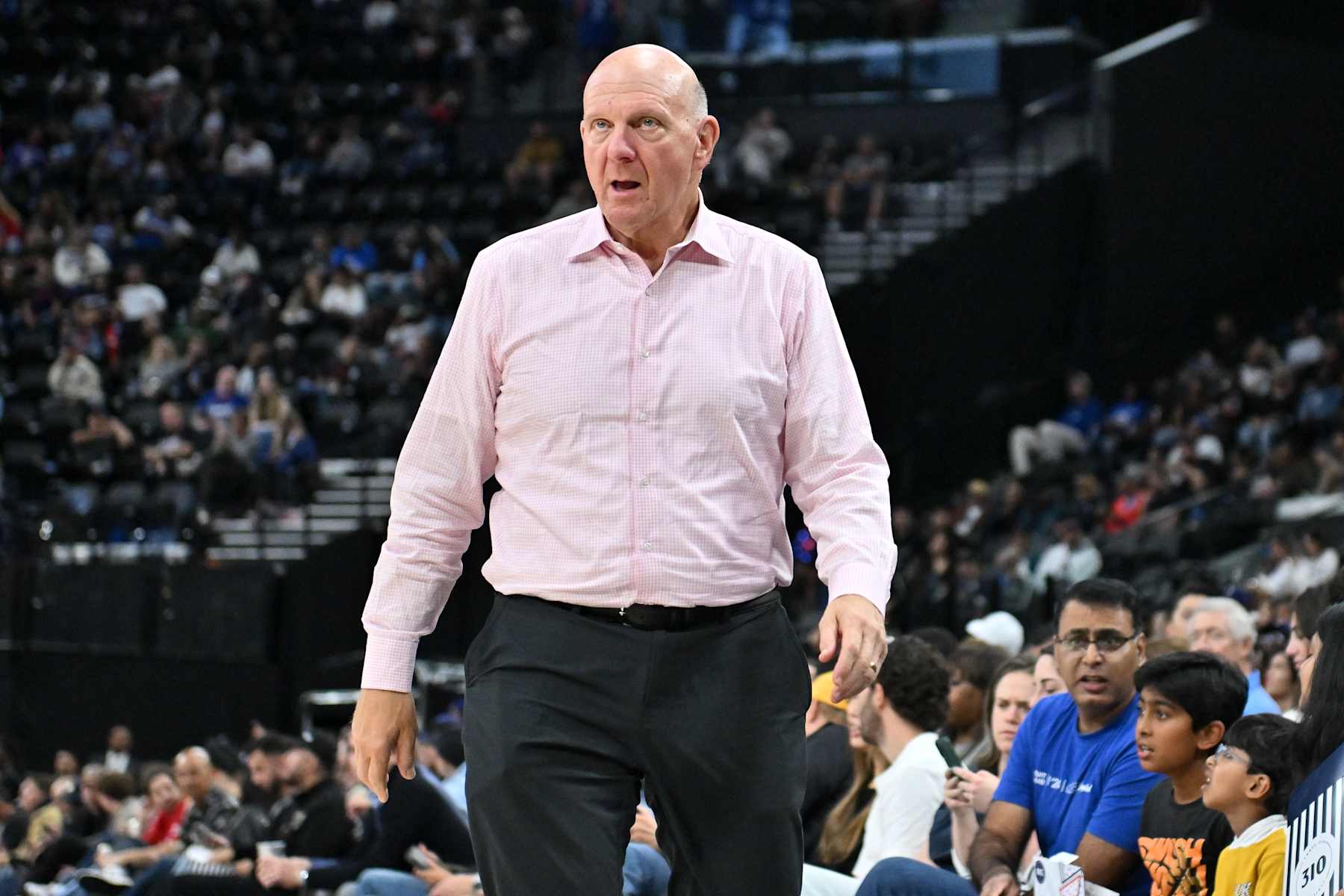 INGLEWOOD, CALIFORNIA - OCTOBER 14: Owner Steve Ballmer of the Los Angeles Clippers attends a basketball game between his LA Clippers and the Dallas Mavericks at Intuit Dome on October 14, 2024 in Inglewood, California. NOTE TO USER: User expressly acknowledges and agrees that, by downloading and or using this photograph, User is consenting to the terms and conditions of the Getty Images License Agreement. (Photo by Allen Berezovsky/Getty Images)