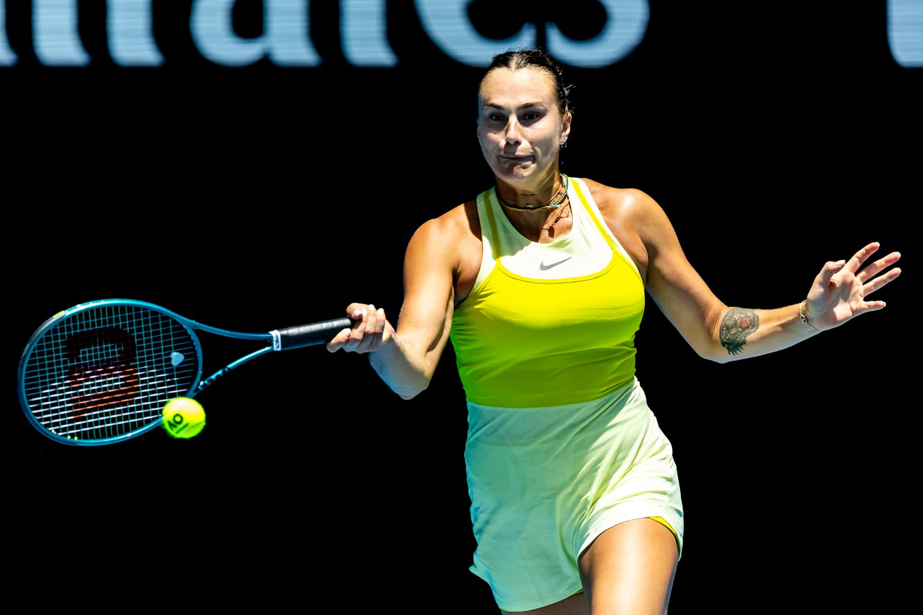 MELBOURNE, VIC - JANUARY 17: Aryna Sabalenka of Belarus in action during Round 3 of the 2025 Australian Open on January 17 2025, at Melbourne Park in Melbourne, Australia. (Photo by Jason Heidrich/Icon Sportswire via Getty Images)