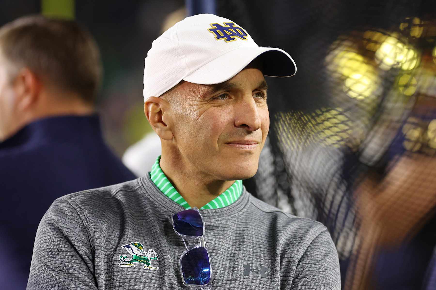 SOUTH BEND, INDIANA - OCTOBER 12: Athletic Director Pete Bevacqua of the Notre Dame Fighting Irish looks on after the game against the Stanford Cardinal at Notre Dame Stadium on October 12, 2024 in South Bend, Indiana. (Photo by Michael Reaves/Getty Images)