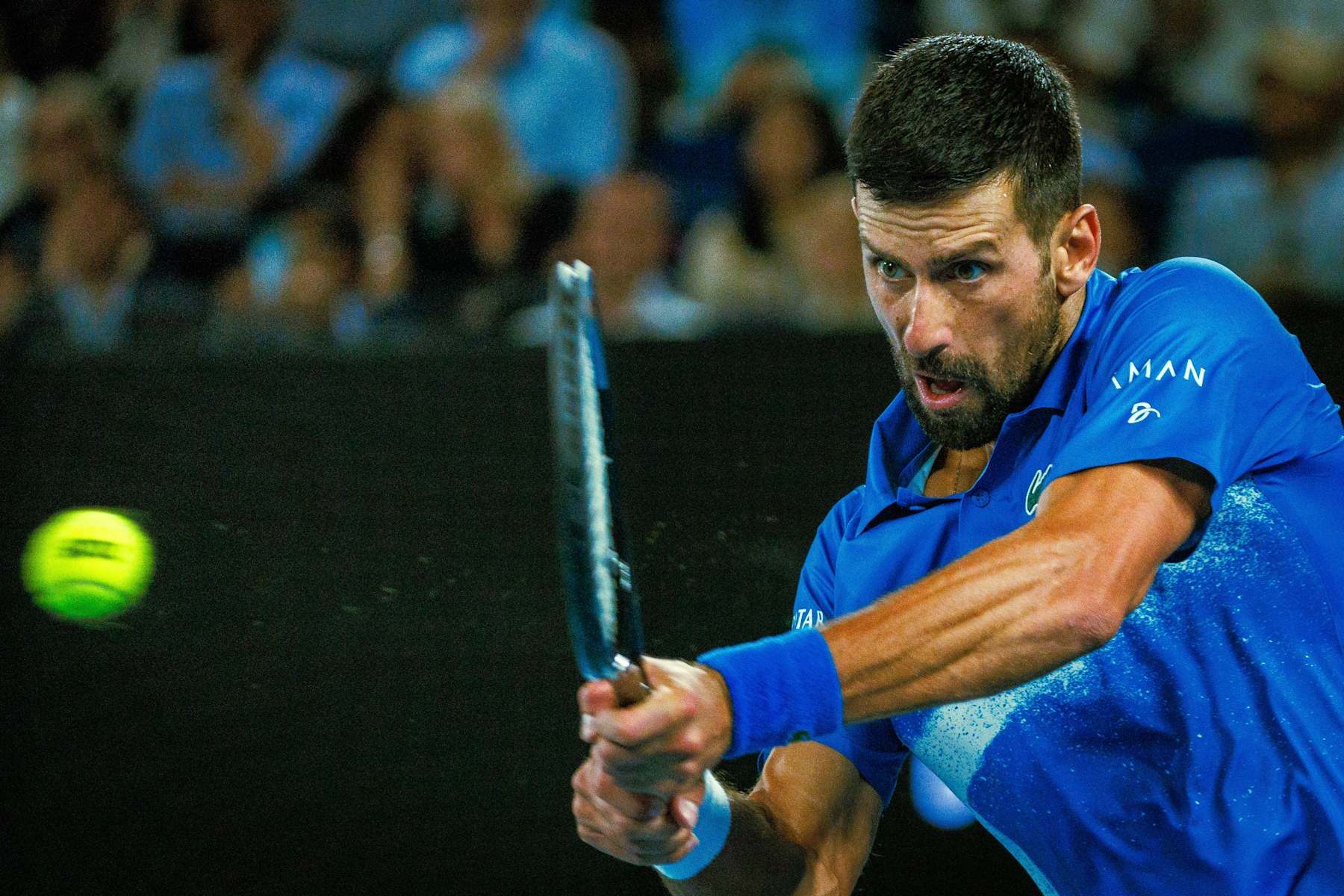 Serbian Novak Djokovic pictured during a tennis match between Serbian Djokovic and Spanish Alcaraz, in the quarterfinals of the men's singles at the 'Australian Open' Grand Slam tennis tournament, Tuesday 21 January 2025 in Melbourne Park, Melbourne, Australia. The 2025 edition of the Australian Grand Slam takes place from January 12th to January 26th.
BELGA PHOTO PATRICK HAMILTON (Photo by PATRICK HAMILTON / BELGA MAG / Belga via AFP) (Photo by PATRICK HAMILTON/BELGA MAG/AFP via Getty Images)