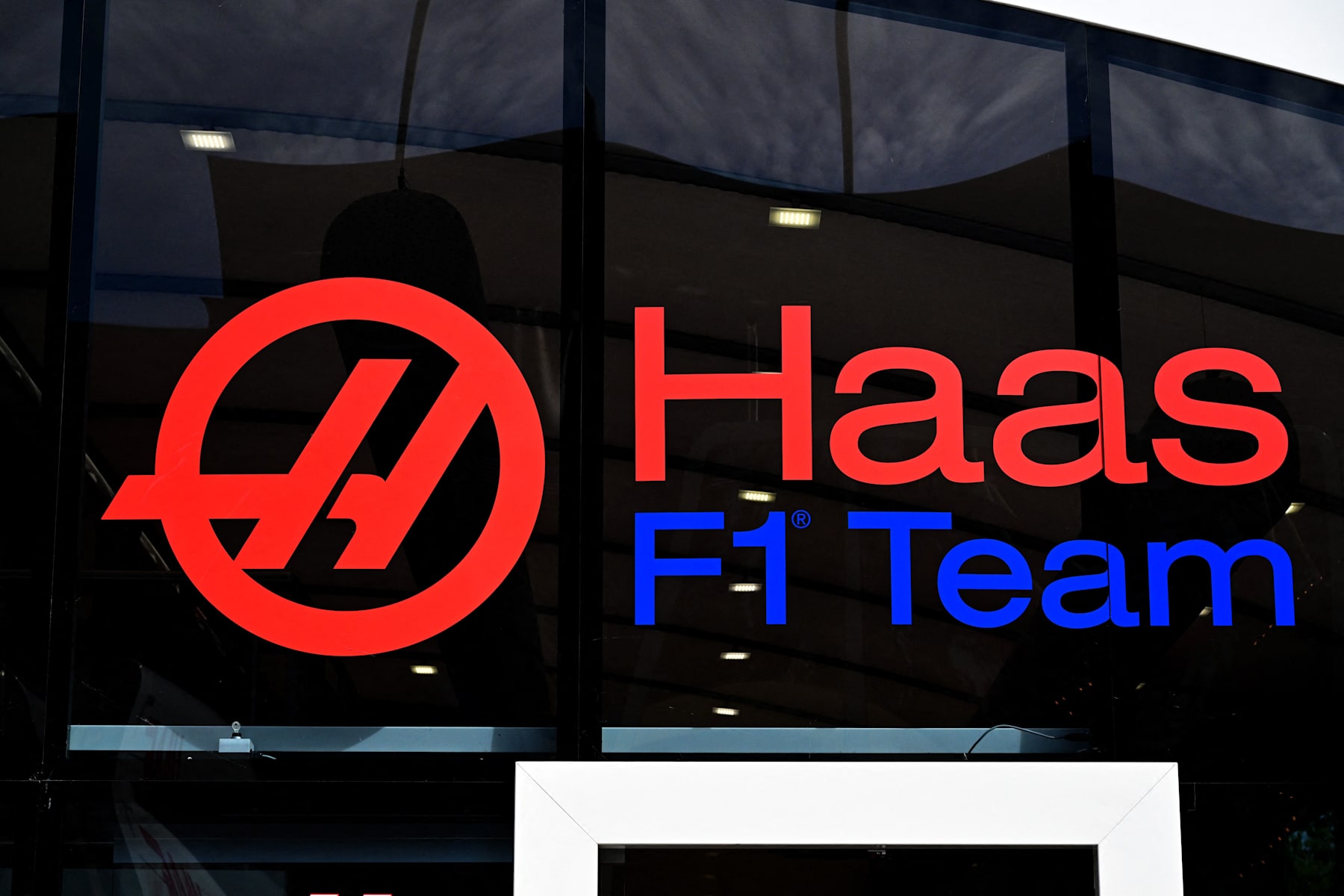 The logo for the Formula One Haas Team pictured at the Autodromo Internazionale Enzo e Dino Ferrari race track in Imola, Italy, on April 23, 2022,  ahead of the Formula One Emilia Romagna Grand Prix. (Photo by MIGUEL MEDINA / AFP) (Photo by MIGUEL MEDINA/AFP via Getty Images)