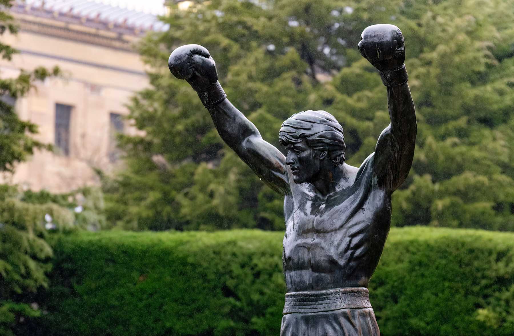 PHILADELPHIA, PENNSYLVANIA - DECEMBER 03: The Rocky Statue during the grand opening of the 'Rocky Shop' as the City of Philadelphia declares December 3 “Rocky Day” in Philadelphia on December 03, 2023 in Philadelphia, Pennsylvania. (Photo by Gilbert Carrasquillo/GC Images)