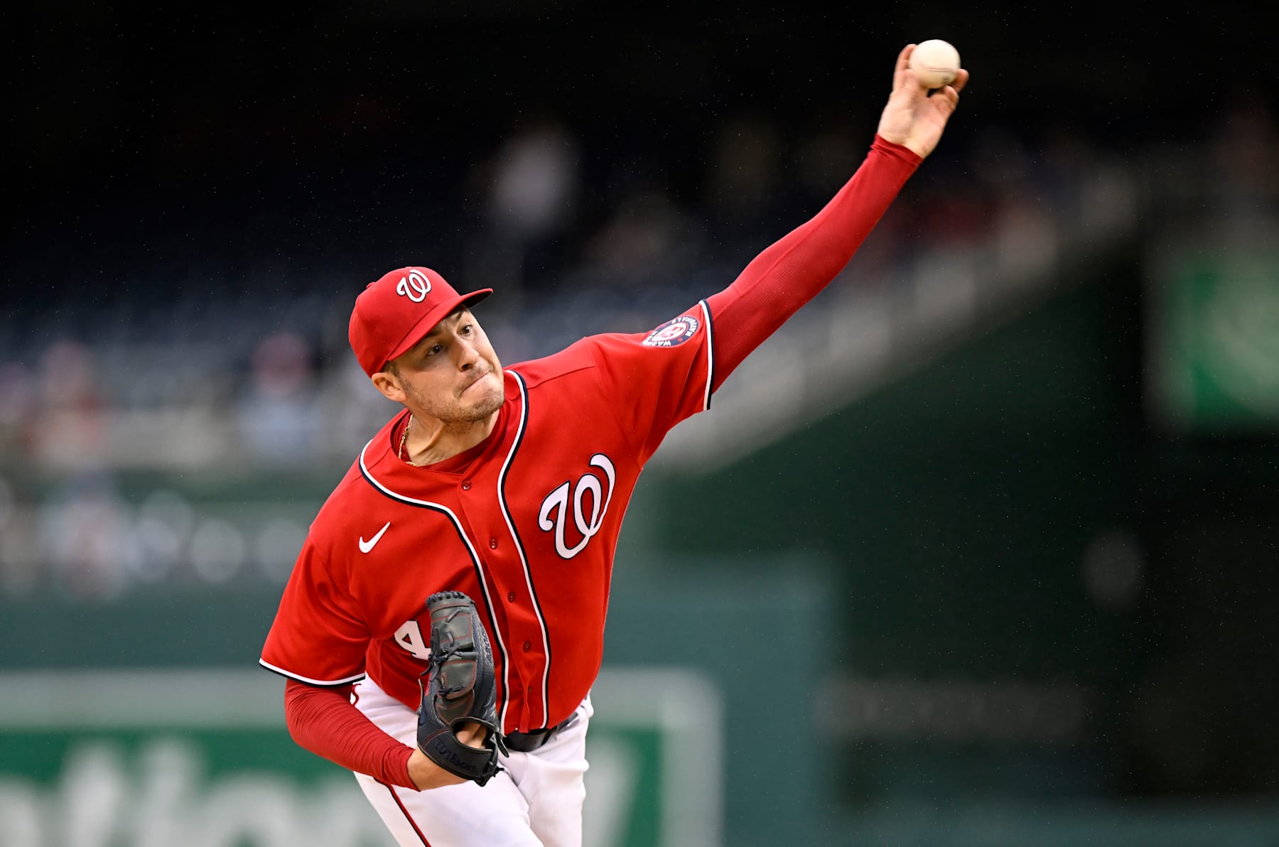 WASHINGTON, DC - OCTOBER 02: Patrick Corbin #46 of the Washington Nationals pitches in the third inning against the Philadelphia Phillies at Nationals Park on October 02, 2022 in Washington, DC. (Photo by Greg Fiume/Getty Images)