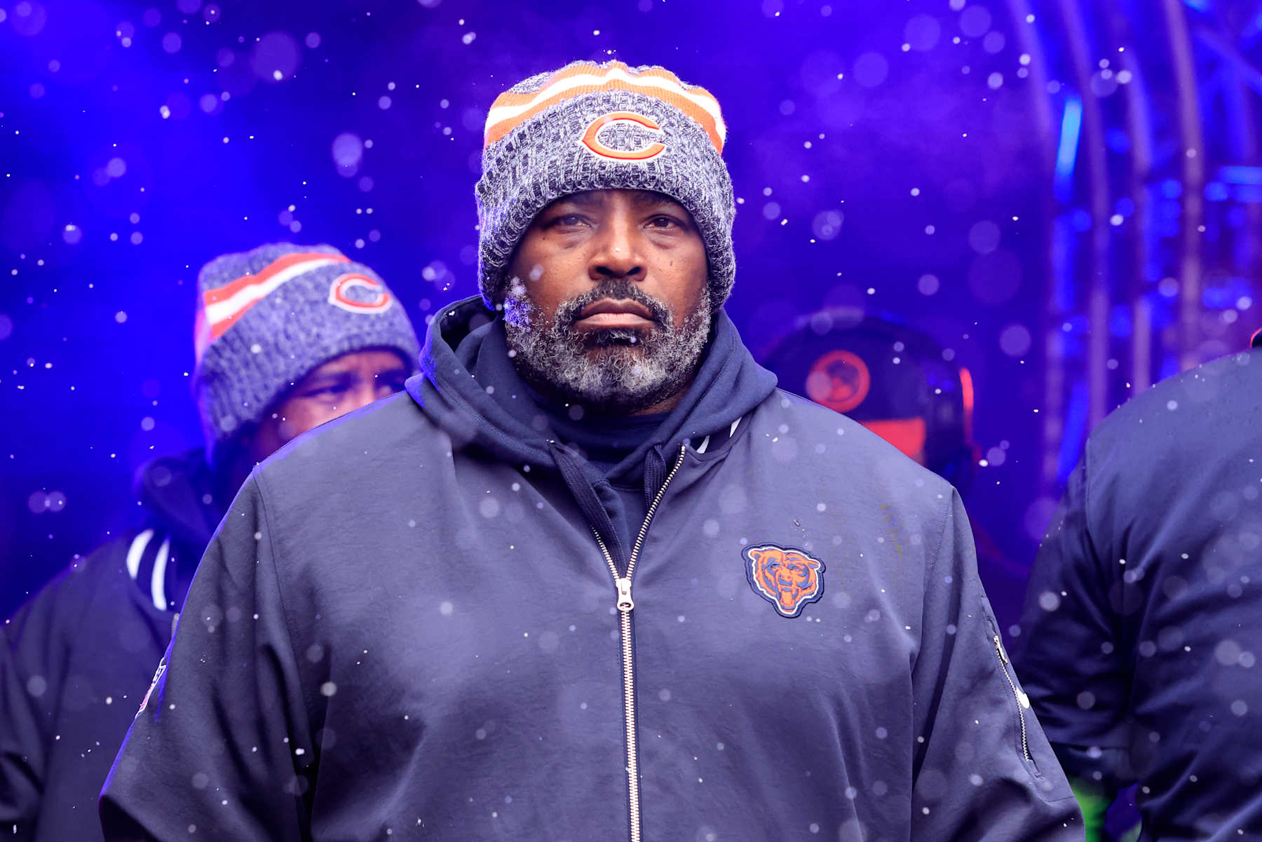 CHICAGO, ILLINOIS - DECEMBER 31: Safeties coach Andre Curtis of the Chicago Bears takes the field prior to the game against the Atlanta Falcons at Soldier Field on December 31, 2023 in Chicago, Illinois. (Photo by Justin Casterline/Getty Images)