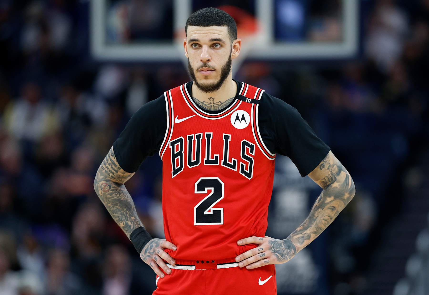 SAN FRANCISCO, CALIFORNIA - JANUARY 23: Lonzo Ball #2 of the Chicago Bulls looks on against the Golden State Warriors during the second half of an NBA basketball game at Chase Center on January 23, 2025 in San Francisco, California. NOTE TO USER: User expressly acknowledges and agrees that, by downloading and or using this photograph, User is consenting to the terms and conditions of the Getty Images License Agreement. (Photo by Thearon W. Henderson/Getty Images)