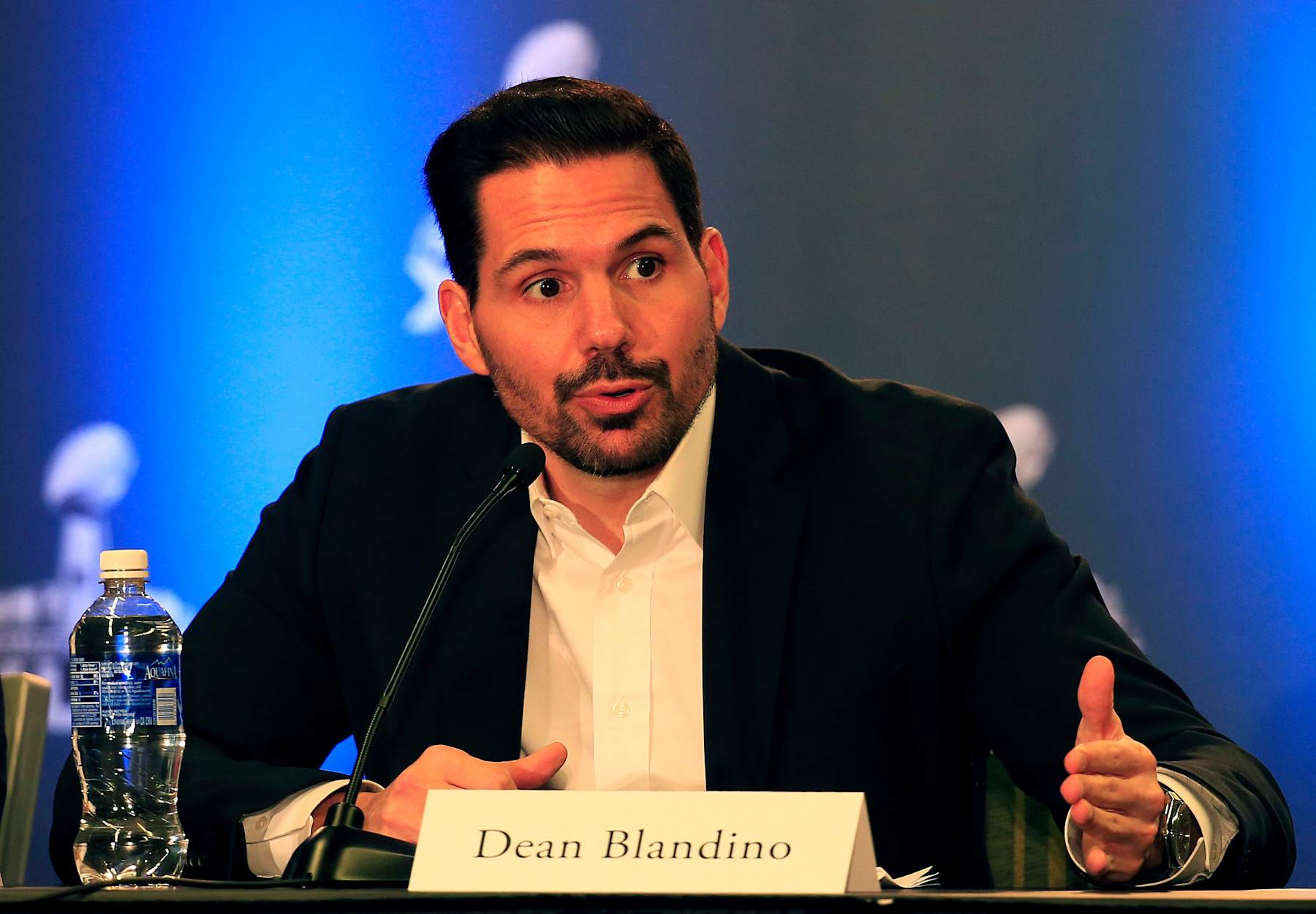 PHOENIX, AZ - JANUARY 29:  NFL Vice President of Officiating Dean Blandino attends the Super Bowl XLIX Football Operations Press Conference on January 29, 2015 in Phoenix, Arizona.  (Photo by Rob Carr/Getty Images)