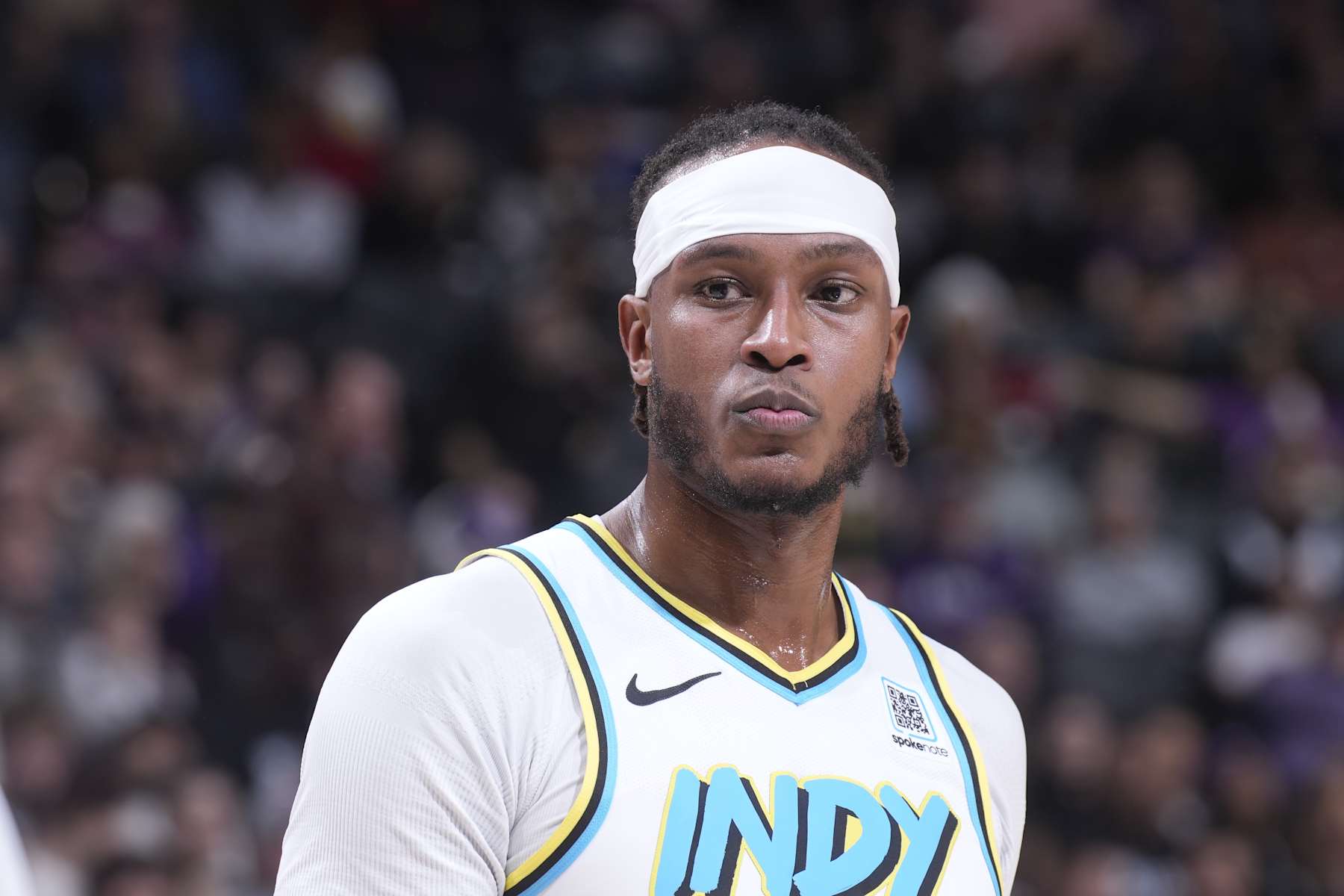 SACRAMENTO, CA - DECEMBER 22: Myles Turner #33 of the Indiana Pacers looks on during the game against the Sacramento Kings on December 22, 2024 at Golden 1 Center in Sacramento, California. NOTE TO USER: User expressly acknowledges and agrees that, by downloading and or using this photograph, User is consenting to the terms and conditions of the Getty Images Agreement. Mandatory Copyright Notice: Copyright 2024 NBAE (Photo by Rocky Widner/NBAE via Getty Images)