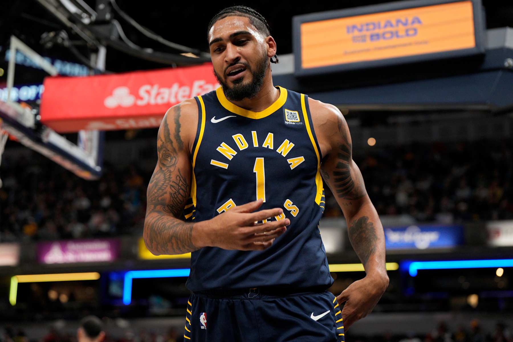 INDIANAPOLIS, INDIANA - JANUARY 08: Obi Toppin #1 of the Indiana Pacers plays during an NBA basketball game against the Chicago Bulls at Gainbridge Fieldhouse on January 08, 2025 in Indianapolis, Indiana. NOTE TO USER: User expressly acknowledges and agrees that, by downloading and or using this Photograph, user is consenting to the terms and conditions of the Getty Images License Agreement. (Photo by Jeff Dean/Getty Images)