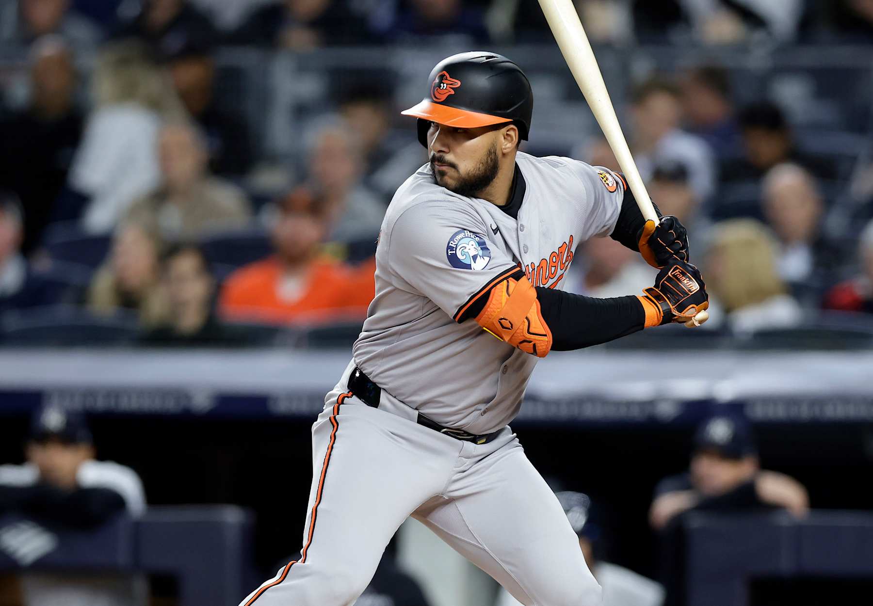 NEW YORK, NEW YORK - SEPTEMBER 24:  Anthony Santander #25 of the Baltimore Orioles in action against the New York Yankees at Yankee Stadium on September 24, 2024 in New York City. The Orioles defeated the Yankees 5-3.  (Photo by Jim McIsaac/Getty Images)