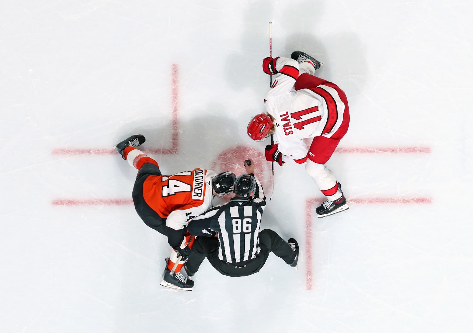 Philadelphia's Sean Couturier and Carolina's Jordan Staal.