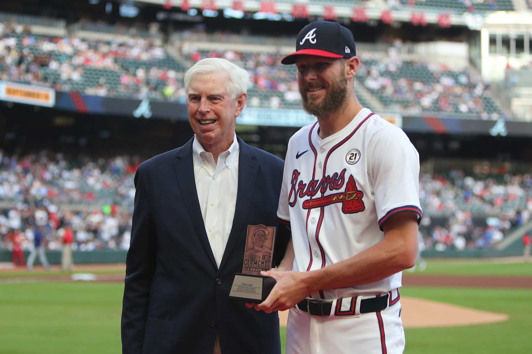 Terry McGuirk (left) and Chris Sale (right) in September 2024