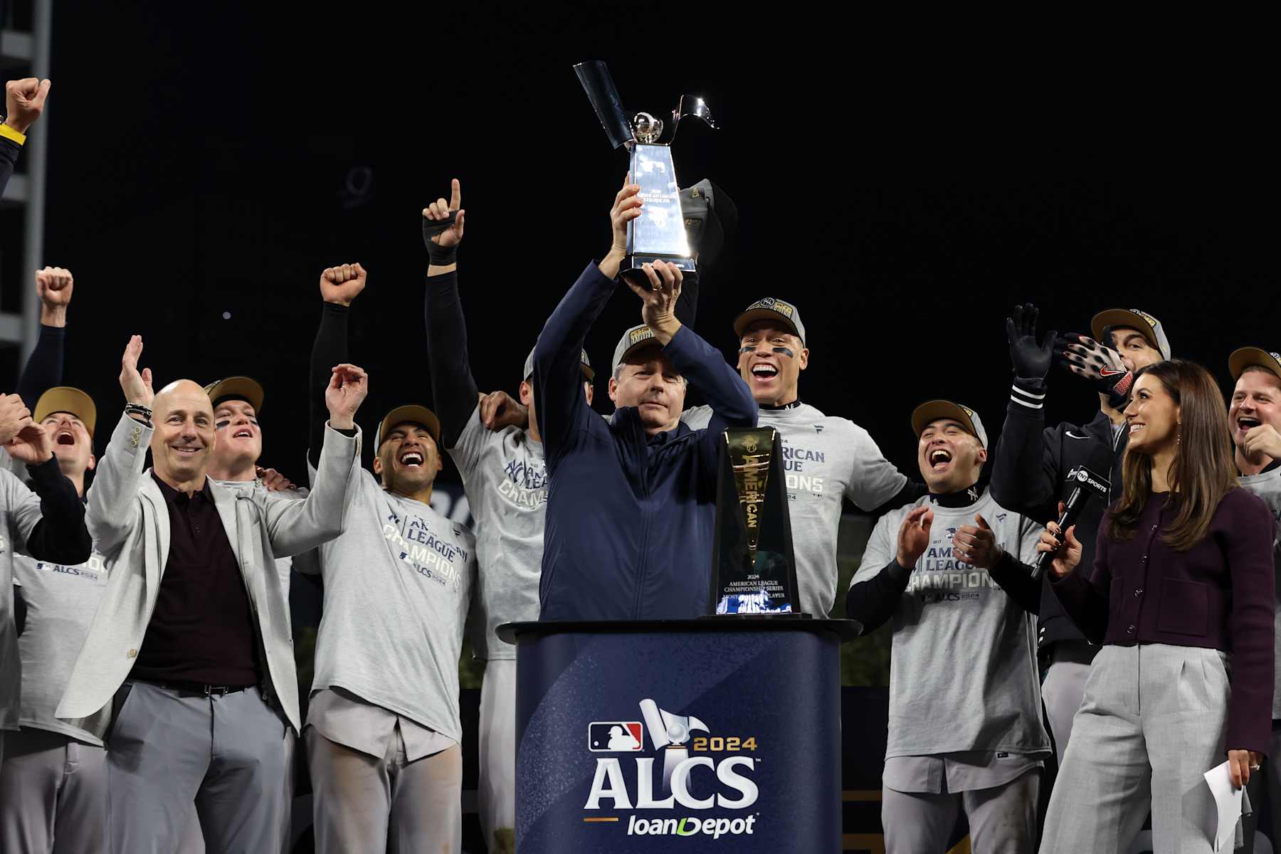 Hal Steinbrenner (middle) in October 2024
