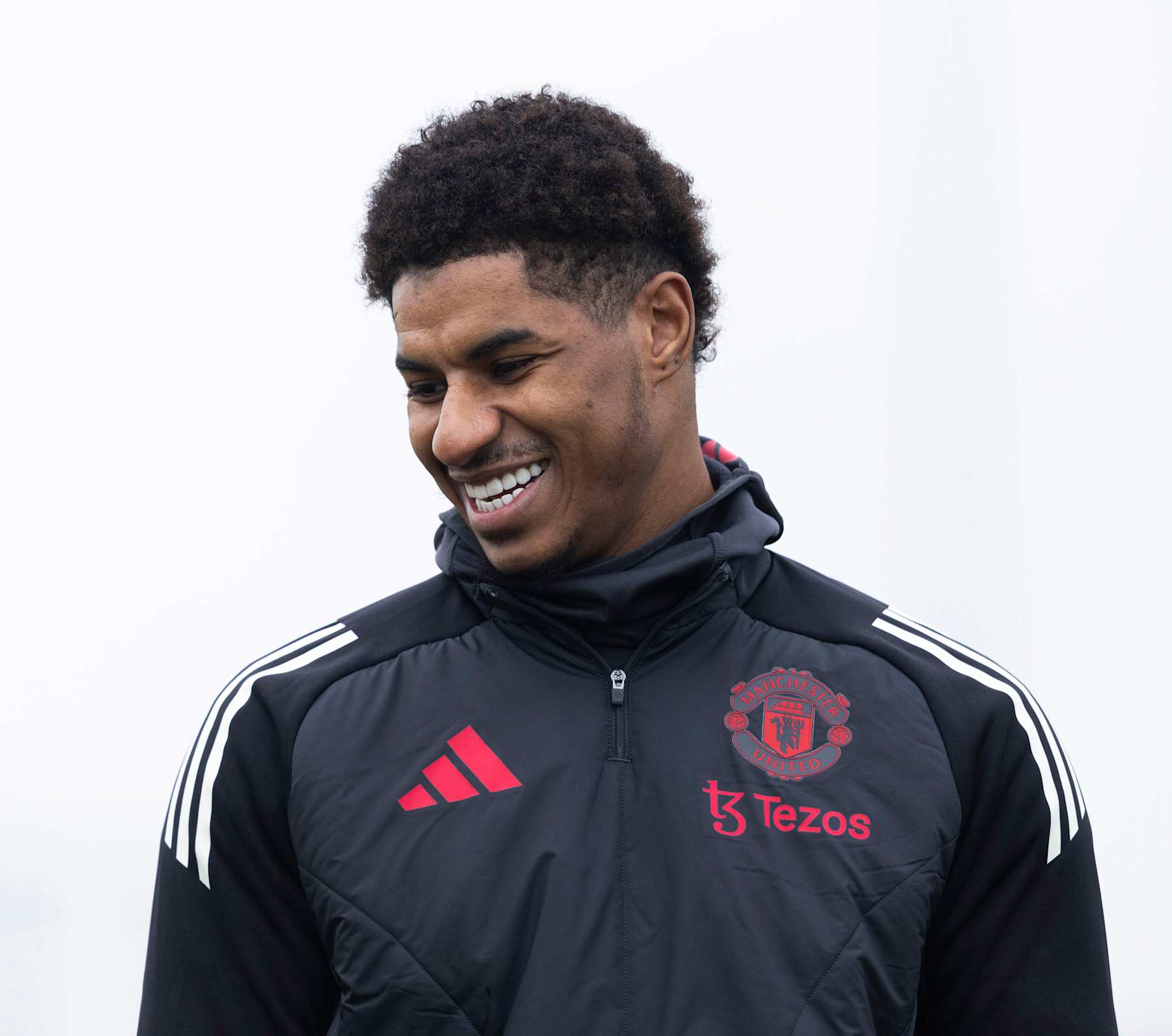 MANCHESTER, ENGLAND - JANUARY 22: Marcus Rashford during a Manchester United training session at the Carrington Training Centre, on January 22, 2025, in Manchester, England. (Photo by Craig Foy/SNS Group via Getty Images)