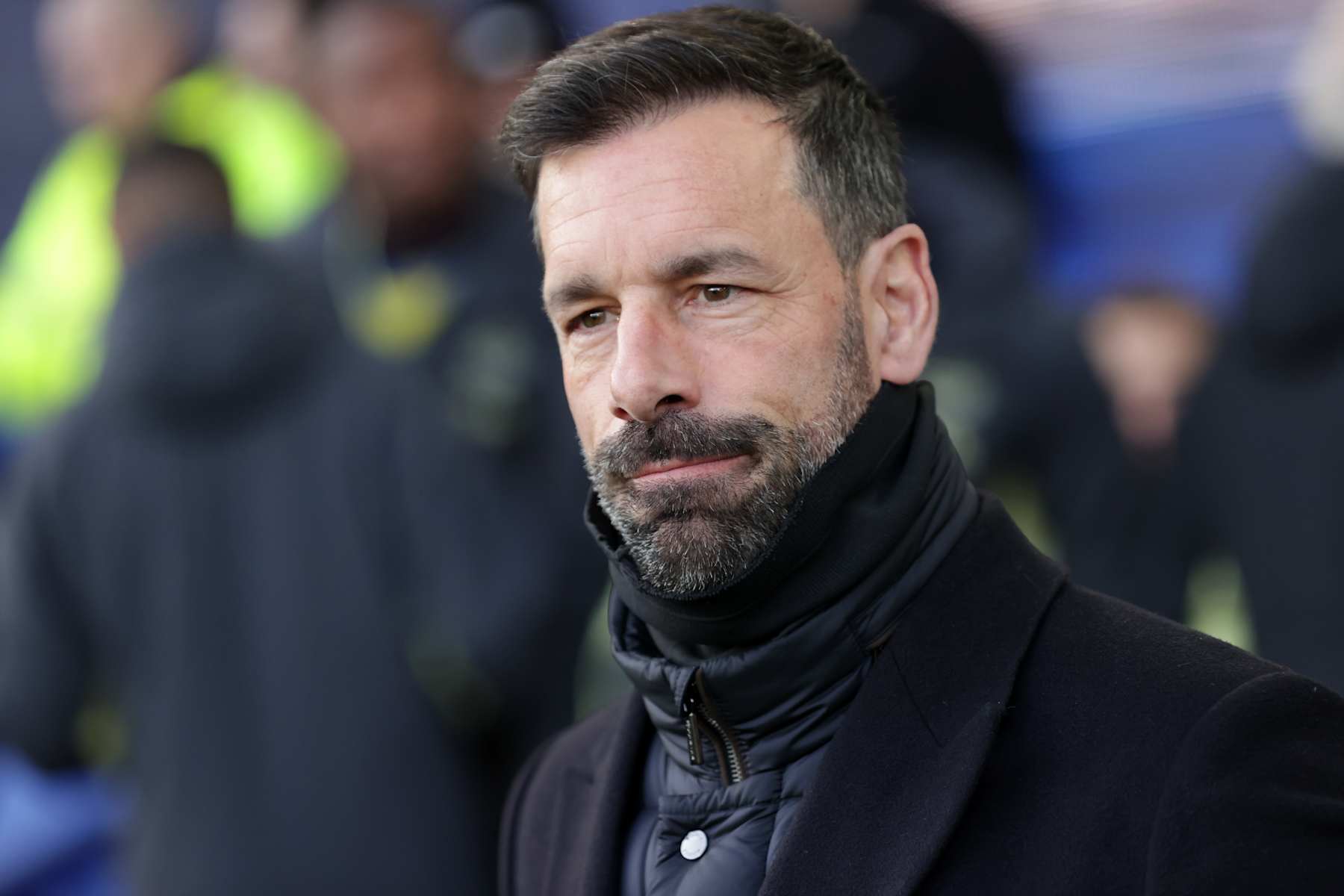 LIVERPOOL, ENGLAND - FEBRUARY 1: Leicester City Manager Ruud van Nistelrooy during the Premier League match between Everton and Leicester City at Goodison Park on February 1, 2025 in Liverpool, United Kingdom. (Photo by Plumb Images/Leicester City FC via Getty Images)