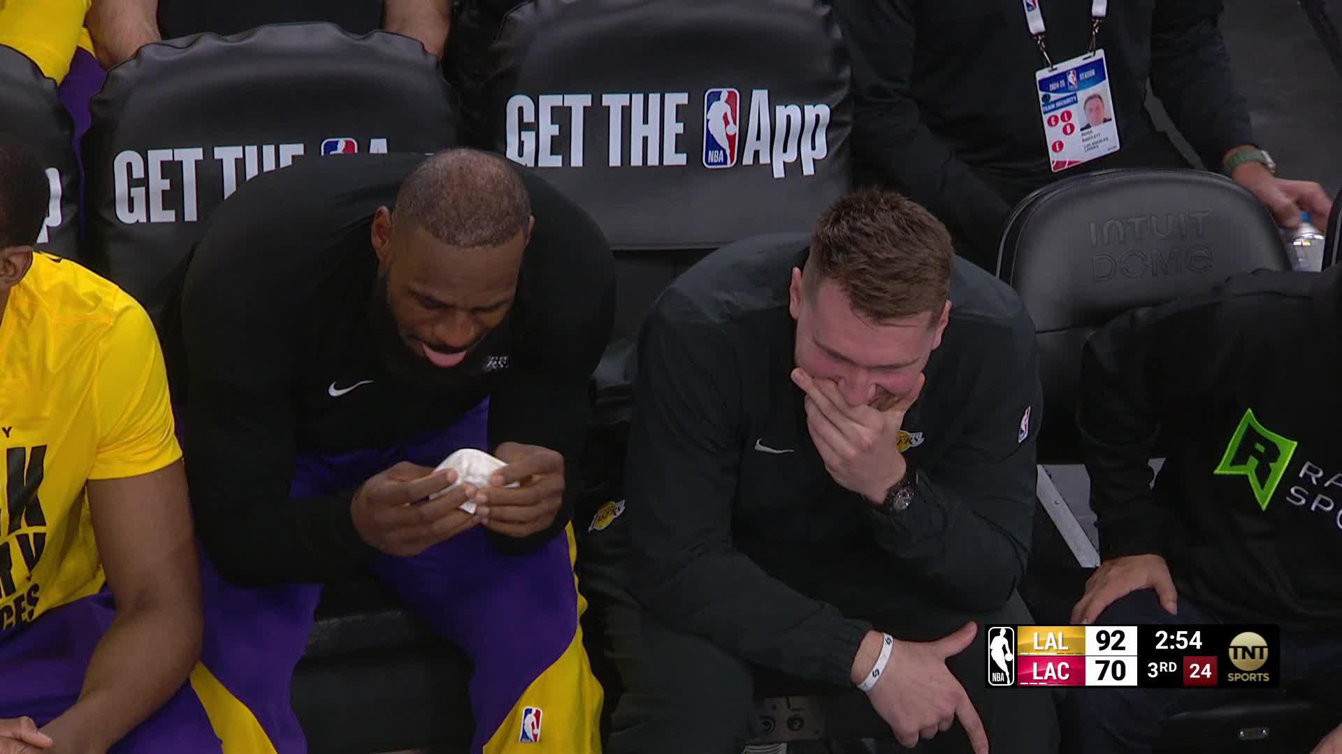 LeBron, Luka Chatting on Bench