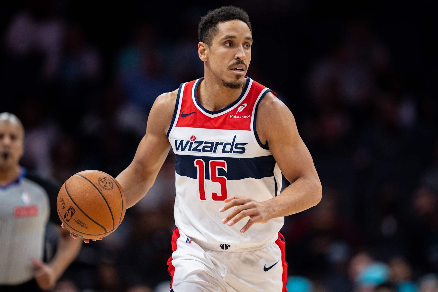 CHARLOTTE, NORTH CAROLINA - FEBRUARY 03: Malcolm Brogdon #15 of the Washington Wizards plays against the Charlotte Hornets during their game at Spectrum Center on February 03, 2025 in Charlotte, North Carolina. NOTE TO USER: User expressly acknowledges and agrees that, by downloading and or using this photograph, User is consenting to the terms and conditions of the Getty Images License Agreement. (Photo by Jacob Kupferman/Getty Images)