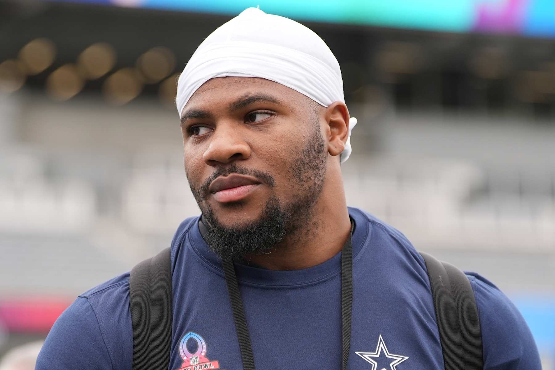 ORLANDO, FLORIDA - JANUARY 26: Micah Parsons #11 of the Dallas Cowboys and NFC looks on during practice prior to the Pro Bowl Games at Camping World Stadium on February 1, 2025 in Orlando, Florida. (Photo by Perry Knotts/Getty Images)