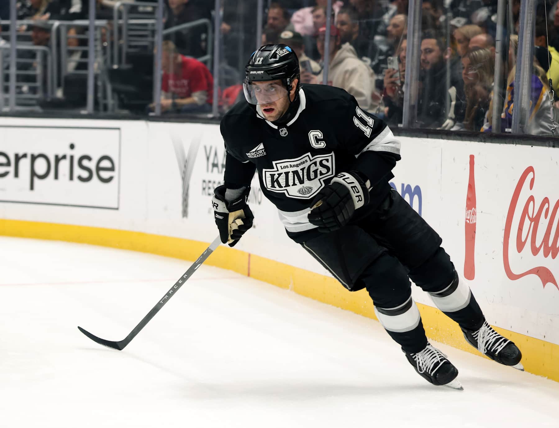 LOS ANGELES, CALIFORNIA - JANUARY 22: Anze Kopitar #11 of the Los Angeles Kings skates during a 2-1 win over the Florida Panthers at Crypto.com Arena on January 22, 2025 in Los Angeles, California. (Photo by Harry How/Getty Images)