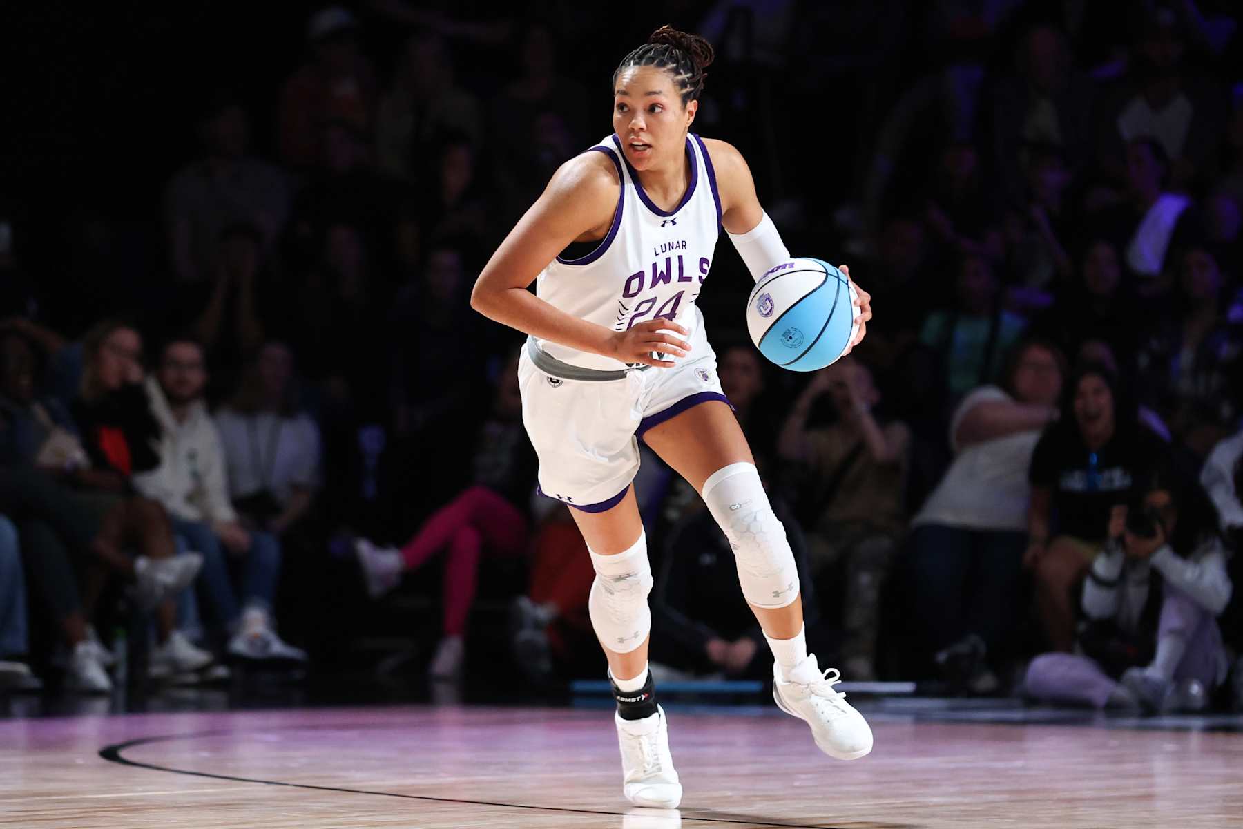 MEDLEY, FLORIDA - JANUARY 31: Napheesa Collier #24 of the Lunar Owls dribbles the ball against the Laces during the fourth quarter at Wayfair Arena on January 31, 2025 in Medley, Florida. (Photo by Megan Briggs/Getty Images)