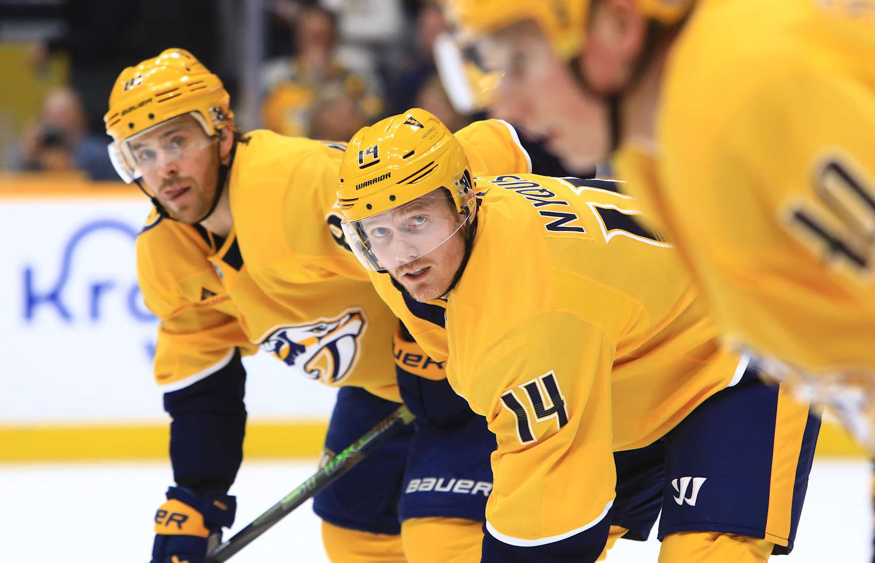 NASHVILLE, TN - FEBRUARY 03: Nashville Predators right wing Gustav Nyquist (14) is shown during the NHL game between the Nashville Predators and Ottawa Senators, held on February 3, 2025, at Bridgestone Arena in Nashville, Tennessee. (Photo by Danny Murphy/Icon Sportswire via Getty Images)