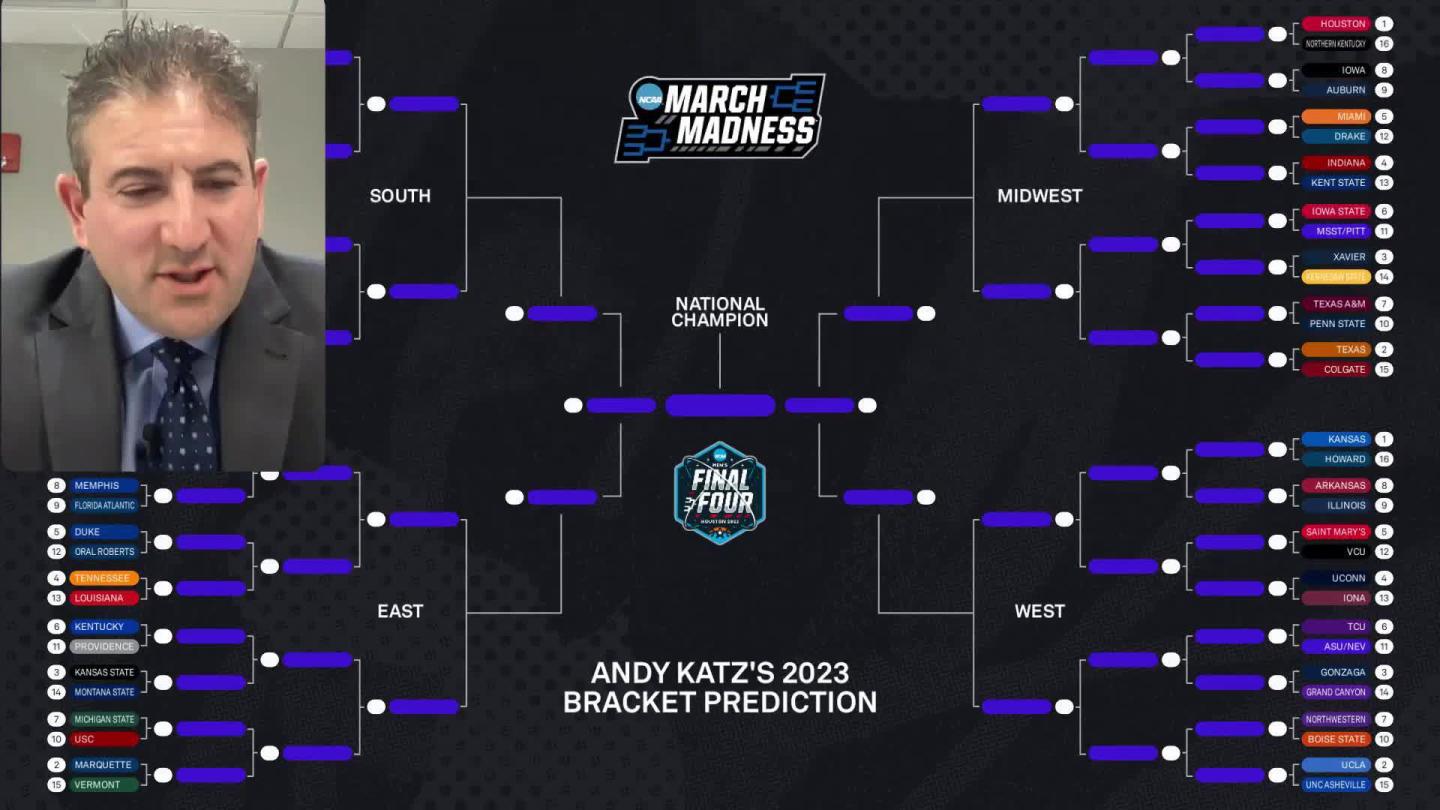 2023 March Madness men's bracket predictions by Andy Katz to start March