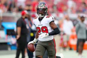 Saints Marshon Lattimore tackles Bucs Mike Evans before the ball is ev, saints