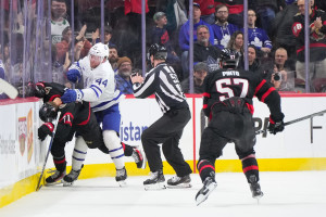 Maple Leafs' Morgan Rielly Suspended 5 Games for Cross-Checking Senators' Ridly Greig
