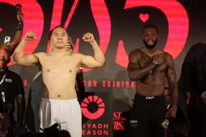 Zhilei Zhang Weighs in 68.2 Pounds Heavier Than Deontay Wilder Before Boxing Fight