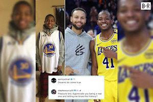 Warriors' Steph Curry Gifts Lakers Rookie Quincy Olivari Autographed Shoes