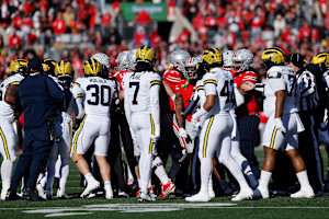 Video: Ohio State, Michigan Players Fight on Field After Wolverines' CFB Upset Win