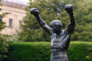 'Rocky' Statue Seen Decorated in Commanders Gear Before NFC Title Game vs. Eagles 