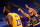 SAN FRANCISCO, CA - MARCH 15: Stephen Curry #30 of the Golden State Warriors shoots a free throw while LeBron James #23 of the Los Angeles Lakers plays defense on March 15, 2021 at Chase Center in San Francisco, California. NOTE TO USER: User expressly acknowledges and agrees that, by downloading and or using this photograph, user is consenting to the terms and conditions of Getty Images License Agreement. Mandatory Copyright Notice: Copyright 2021 NBAE (Photo by Noah Graham/NBAE via Getty Images)