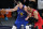Denver Nuggets center Nikola Jokic (15) moves against Portland Trail Blazers center Enes Kanter (11) in the second half of Game 1 of a first-round NBA basketball playoff series Saturday, May 22, 2021, in Denver. (AP Photo/Jack Dempsey)