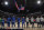 INDIANAPOLIS, IN - DECEMBER 13: Stephen Curry #30 and the Golden State Warriors stand on the court for the National Anthem before the game against the Indiana Pacers on December 13, 2021 at Gainbridge Fieldhouse in Indianapolis, Indiana. NOTE TO USER: User expressly acknowledges and agrees that, by downloading and or using this Photograph, user is consenting to the terms and conditions of the Getty Images License Agreement. Mandatory Copyright Notice: Copyright 2021 NBAE (Photo by Jeff Haynes/NBAE via Getty Images)