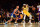 LOS ANGELES, CA - OCTOBER 19: LeBron James #6 of the Los Angeles Lakers handles the ball during the game against Stephen Curry #30 of the Golden State Warriors on October 19, 2021 at STAPLES Center in Los Angeles, California. NOTE TO USER: User expressly acknowledges and agrees that, by downloading and/or using this Photograph, user is consenting to the terms and conditions of the Getty Images License Agreement. Mandatory Copyright Notice: Copyright 2021 NBAE (Photo by Adam Pantozzi/NBAE via Getty Images)