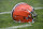 A general view of a Cleveland Browns helmet on the field before an NFL football game between the Arizona Cardinals and the Cleveland Browns, Sunday, Oct. 17, 2021, in Cleveland. The Cardinals won 37-14. (AP Photo/David Richard)