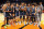 PHOENIX, ARIZONA - DECEMBER 11: (L-R) Bronny James #0, Evan Manjikian #21, Addison Reid #50, Justin Pippen #33, Ramel Lloyd Jr. #12, Mike Price #5 and Dylan Metoyer #2 of the Sierra Canyon Trailblazers pose together after defeating the Perry Pumas in the Hoophall West tournament at Footprint Center on December 11, 2021 in Phoenix, Arizona. (Photo by Christian Petersen/Getty Images)