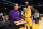 LOS ANGELES, CA - OCTOBER 12: Head Coach Frank Vogel of the Los Angeles Lakers talks to LeBron James #6 during a preseason game against the Golden State Warriorson October 12, 2021 at STAPLES Center in Los Angeles, California. NOTE TO USER: User expressly acknowledges and agrees that, by downloading and/or using this Photograph, user is consenting to the terms and conditions of the Getty Images License Agreement. Mandatory Copyright Notice: Copyright 2021 NBAE (Photo by Adam Pantozzi/NBAE via Getty Images)
