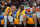 CLEVELAND, OH - JANUARY 18: Stephen Curry #30 of the Golden State Warriors smiles while resting on the bench along side Draymond Green #23 an Klay Thompson #11 against the Cleveland Cavaliers on January 18, 2016 at Quicken Loans Arena in Cleveland, Ohio. NOTE TO USER: User expressly acknowledges and agrees that, by downloading and/or using this Photograph, user is consenting to the terms and conditions of the Getty Images License Agreement. Mandatory Copyright Notice: Copyright 2016 NBAE (Photo by Jesse D. Garrabrant/NBAE via Getty Images)