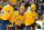 NASHVILLE, TN - APRIL 26: Tanner Jeannot #84 of the Nashville Predators smiles during warmups prior to an NHL game against the Calgary Flames at Bridgestone Arena on April 26, 2022 in Nashville, Tennessee. (Photo by John Russell/NHLI via Getty Images)